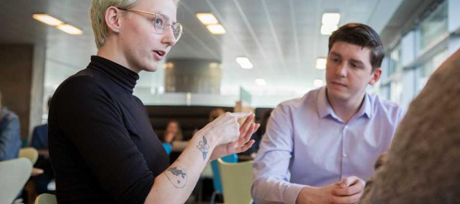 Student using sign language