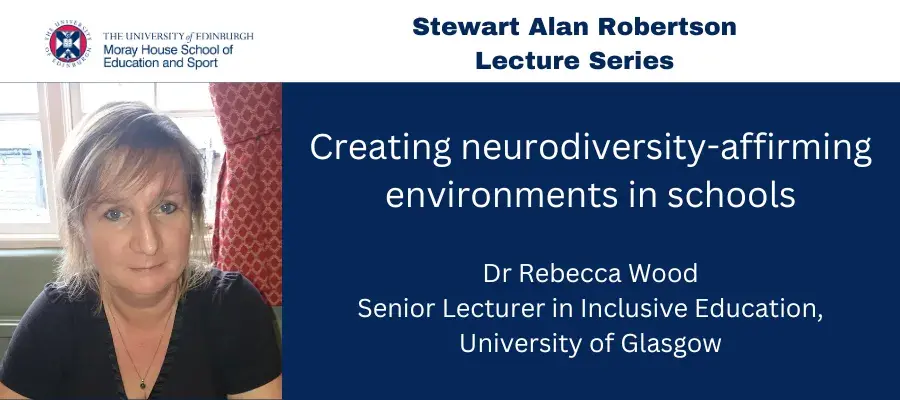 Photo of speaker, Dr Rebecca Wood, plus lecture title