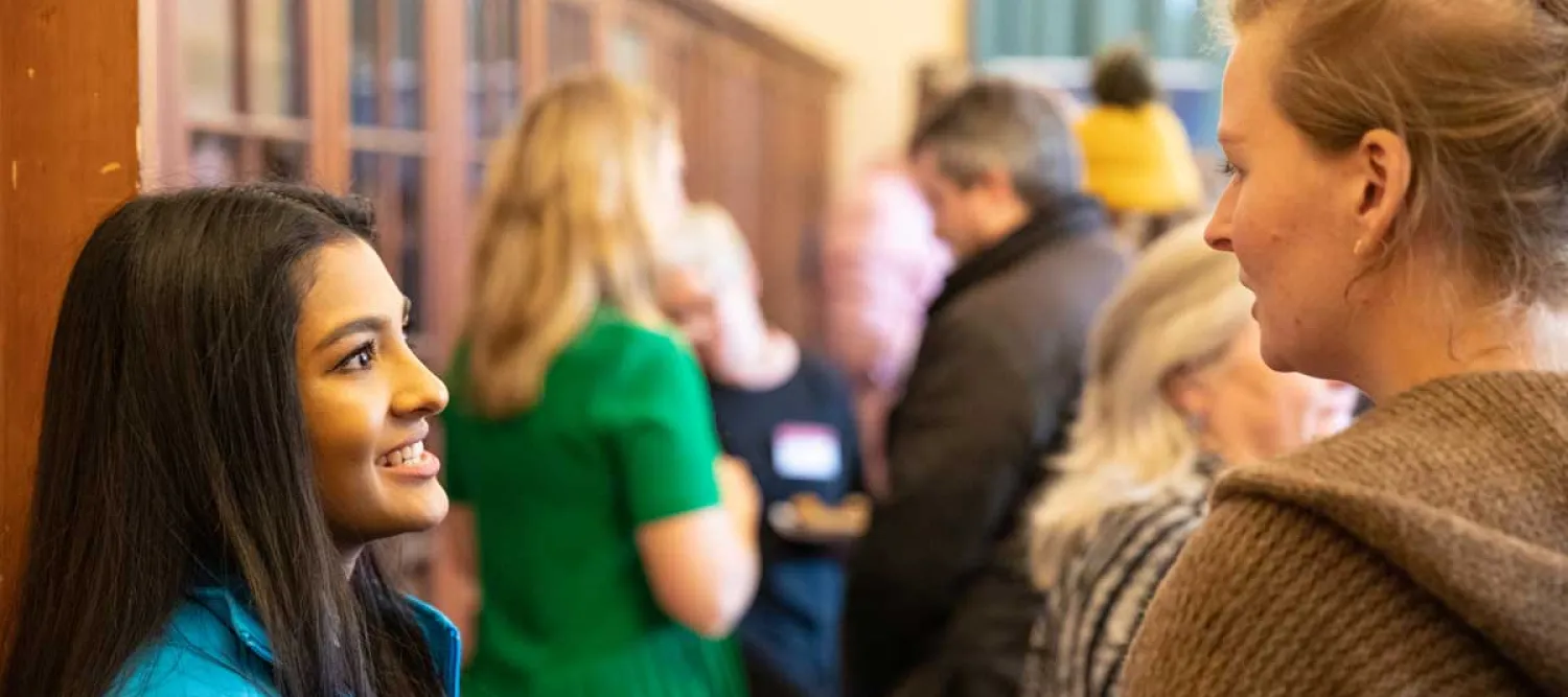 Students talking during open day