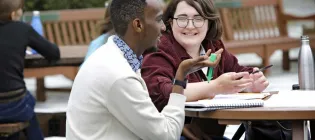 Students studying in quad