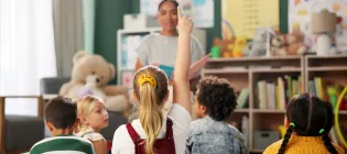 Children and teacher in classroom