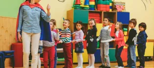 Children and teacher