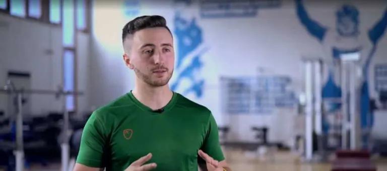 Adam speaking in the gym