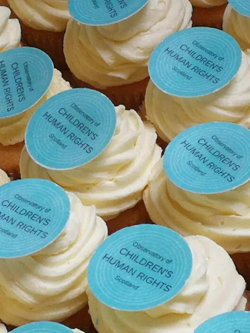 Cupcakes served at the launch of the Observatory of Children's Human Rights Scotland