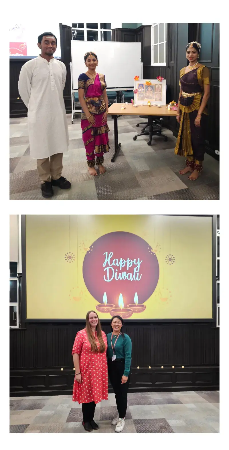 Anish and Ihayami dancers and EDI colleagues, Pauline and Anna