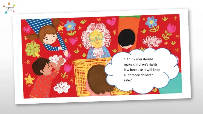 \"I think you should make children's rights law because it will keep a lot more children safe.\" Quote from the State of Children's Rights Report, introduced by Juliet Harris, Director of Together.