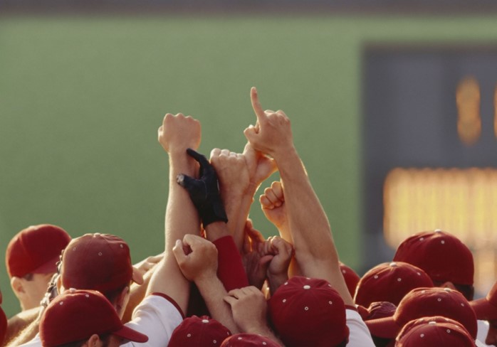 Baseball team celebrating