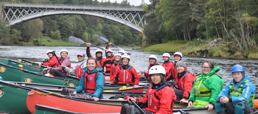 Students canoeing